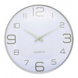 Relógio De Parede 30,5cm Por 4,5cm Quartz De Plástico Chronos Branco Com Dourado